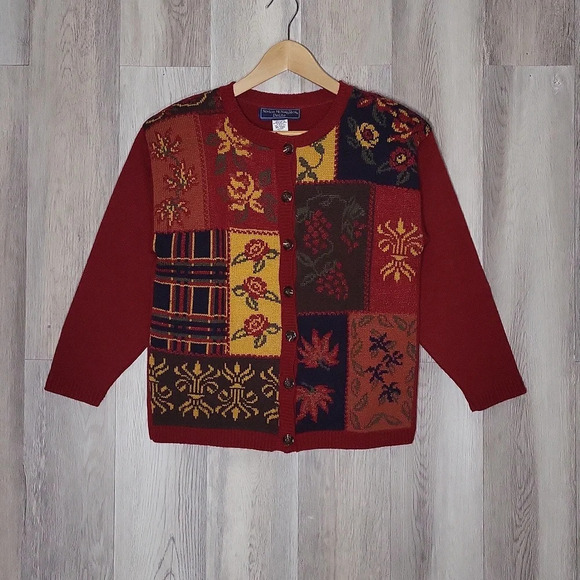 Norton McNaughton Womens Petite Vintage Floral Patchwork Button Front‎ Cardigan - Picture 1 of 6